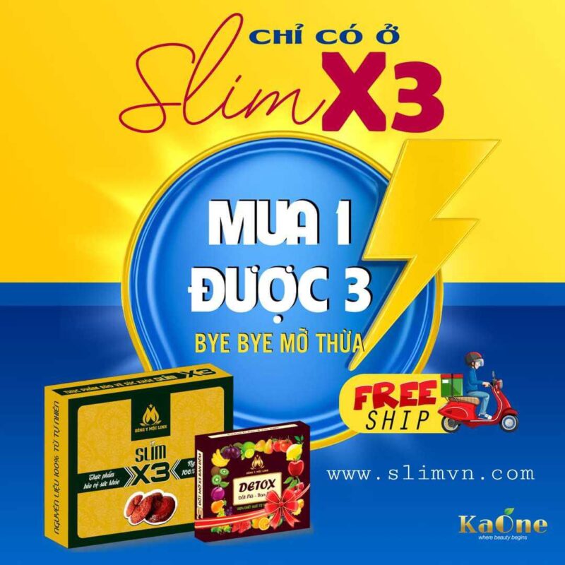 Giảm cân Slim X3 chính hãng - Mua 1 được 3 - Tặng Detox tan mỡ ban đêm - Giao hàng miễn phí